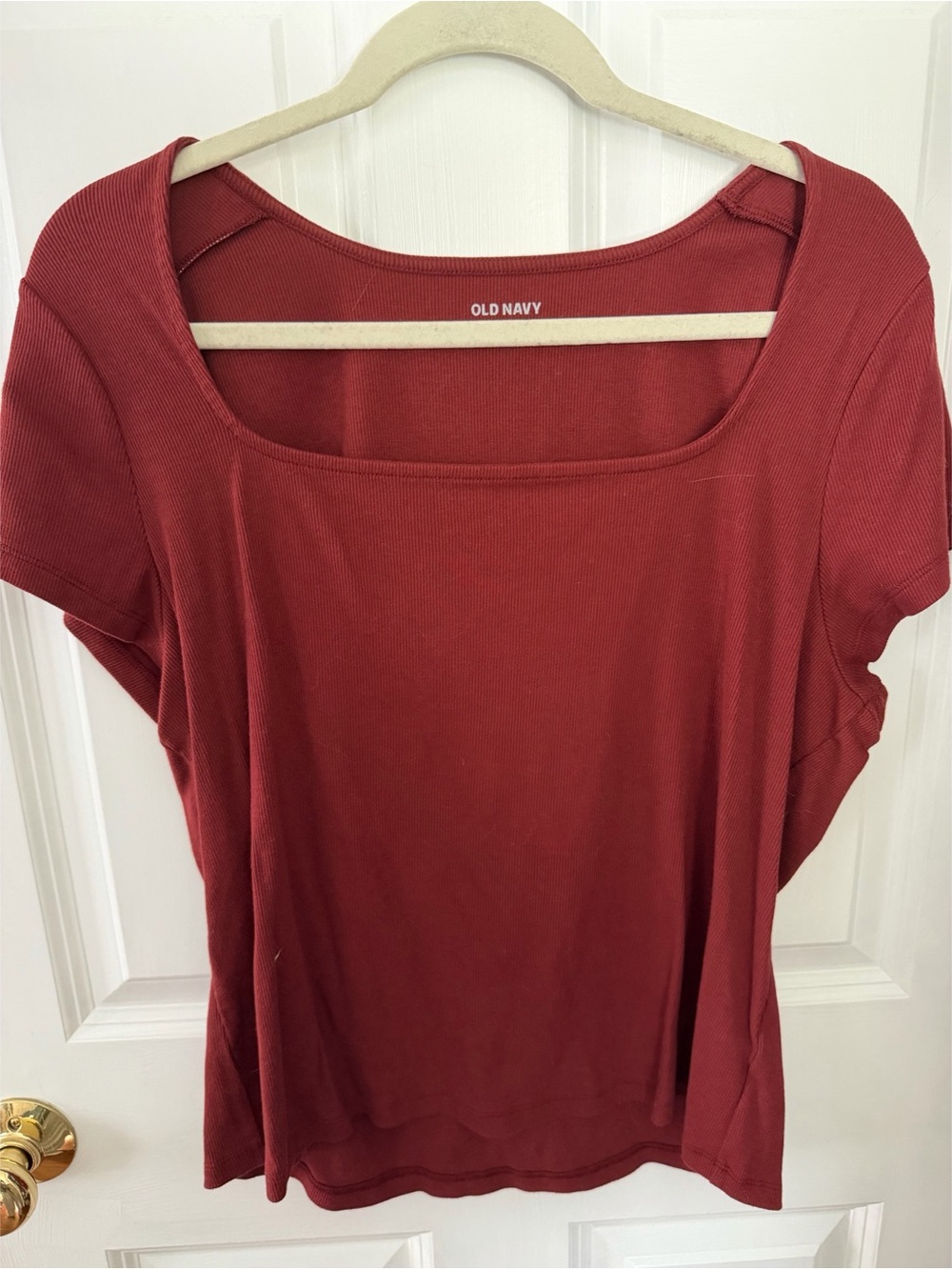 Old Navy Womens Square Neck Short Sleeve Top - Brick Red